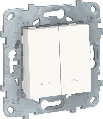 Переключатель с подсветкой без рамки Schneider Electric Unica New 2-кл. проходной белый картинка